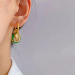 Load image into Gallery viewer, Dainty Butterfly Floral Disc Golden Huggie Hoop Earrings
