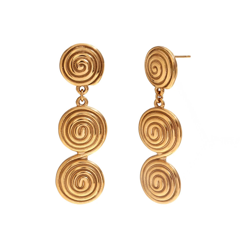 Classy patterned triple dangle earrings