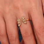 Load image into Gallery viewer, 18k Diamond Accented Textured Open Butterfly Ring
