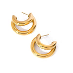 Load image into Gallery viewer, 18k Crescent Outline C Shaped Earrings
