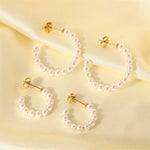 Load image into Gallery viewer, Elegant C Hoop Pearl Earrings
