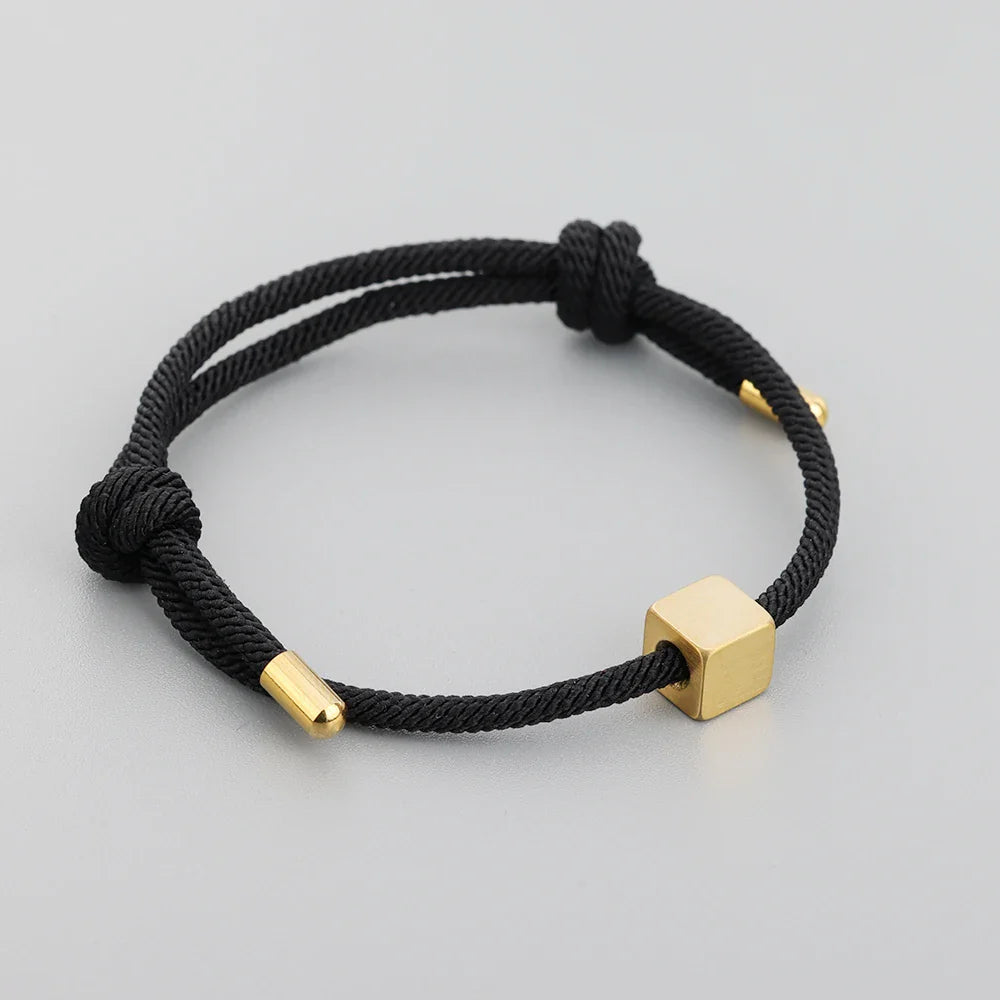 Adjustable Couples Box Letter Initial Bracelets