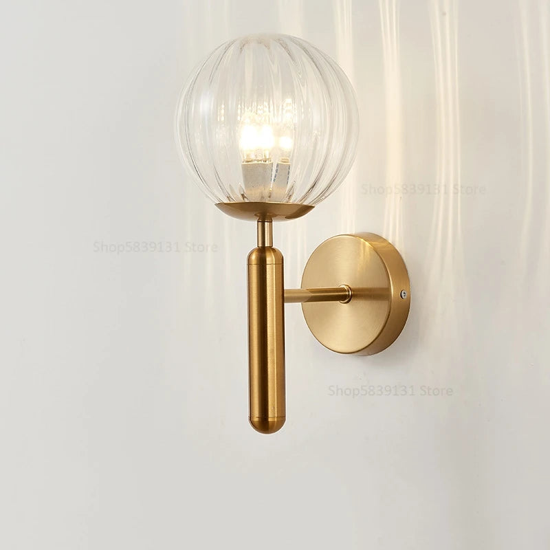 Metal Glass Ball Wall Lamp Light Fixture