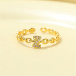 Load image into Gallery viewer, Dainty Diamond Letter Initial Ring
