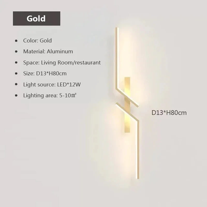 Modern Minimalist LED Wall Light Fixture In Black or Gold