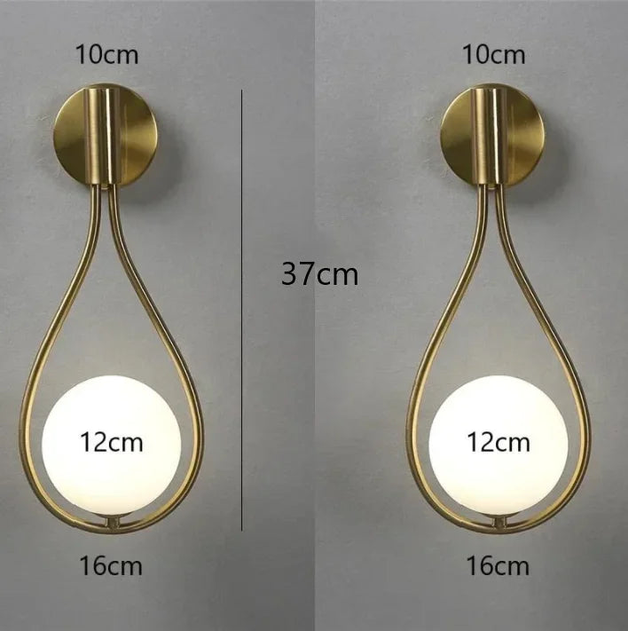 Metal Framed Glass Globe Wall Light Fixture