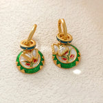 Load image into Gallery viewer, Dainty Butterfly Floral Disc Golden Huggie Hoop Earrings
