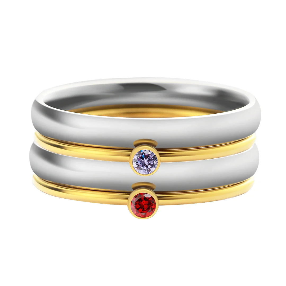 Personalized Name & Birthstone Nesting Rings