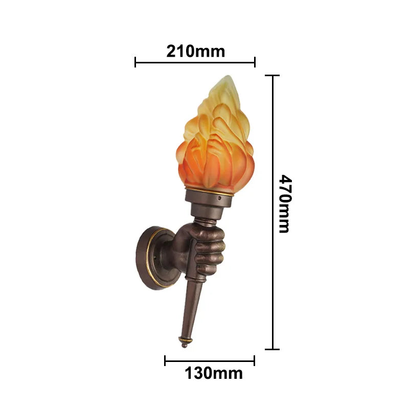 Brown Industrial Torch Outdoor Wall Lighting Fixture