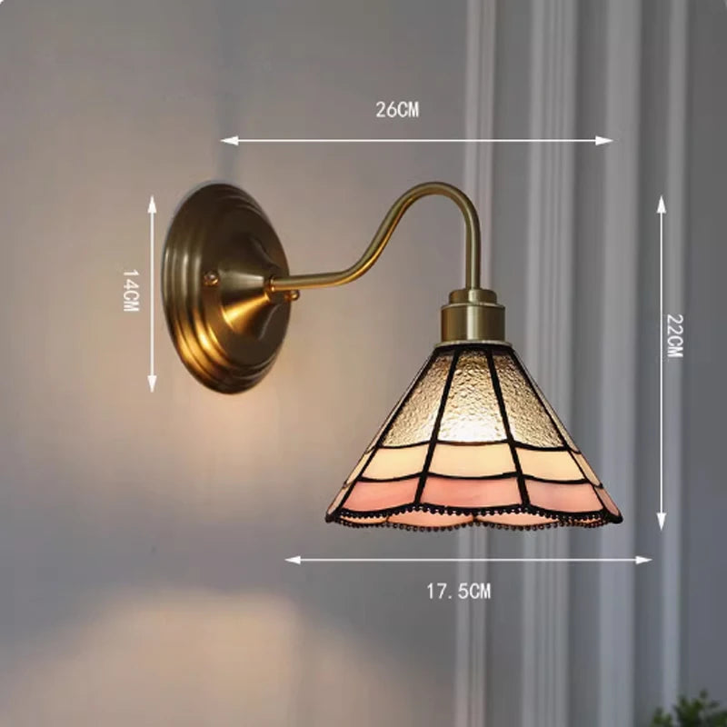 Retro Copper Tiffany Wall Lamp Light Fixture