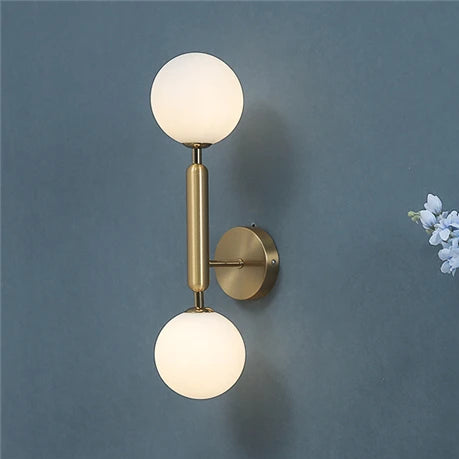 Golden Contemporary Glass Ball Wall Light Fixture