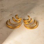 Load image into Gallery viewer, 18k Quad Half Hoops Stud Earrings
