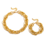Load image into Gallery viewer, Bold Chunky Woven Dual Chain Bracelet and Necklace Set
