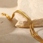 Load image into Gallery viewer, 18k Triple Layered Herringbone Bracelet
