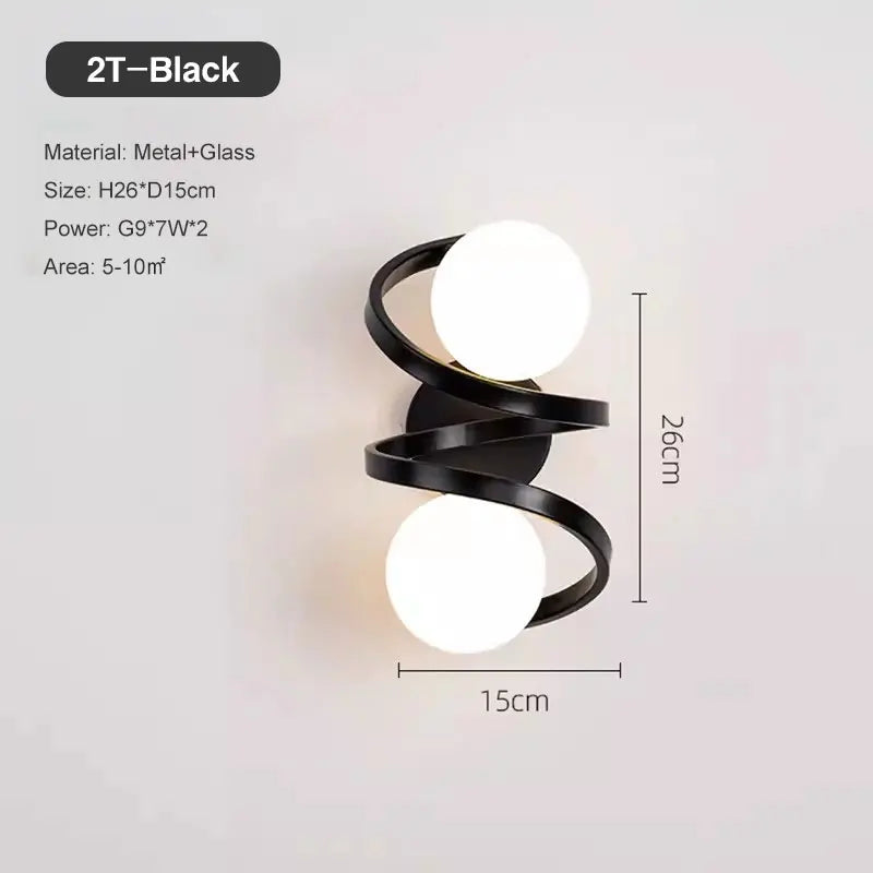 Modern Globe Wall Sconce Light Fixture in Black or Gold