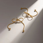 Load image into Gallery viewer, 18k Dainty Feminine Chain Bow Earrings
