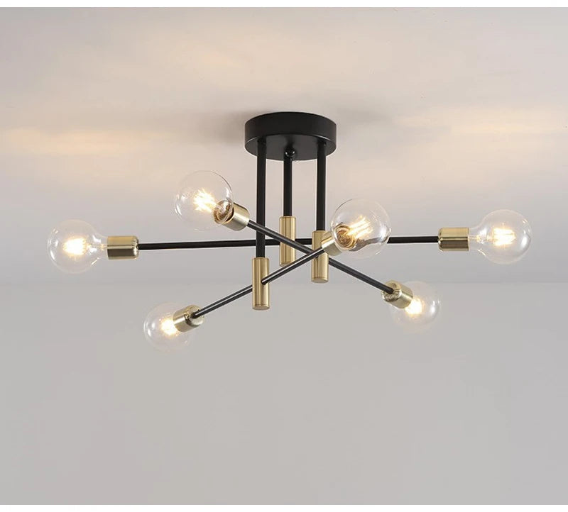 Black & Gold Iron Chandelier Pendant Light Fixture
