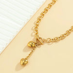 Load image into Gallery viewer, Bold Chunky Chain Link Dual Heart Lariat Necklace &amp; Bracelet
