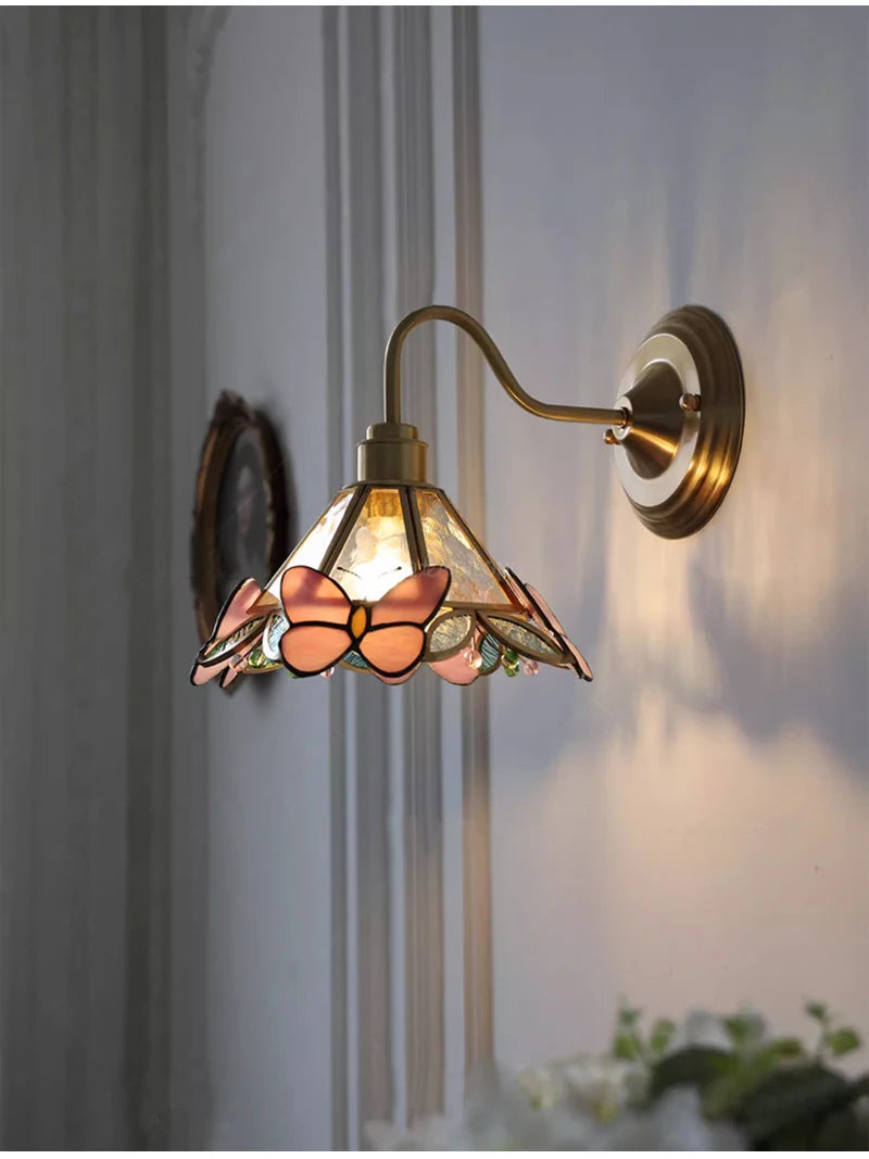 Retro Copper Tiffany Wall Lamp Light Fixture