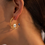 Load image into Gallery viewer, 18k Sailor's Helm Evil Eye Earrings
