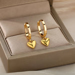 Load image into Gallery viewer, Dainty Heart Dangle Huggie Hoop Earrings
