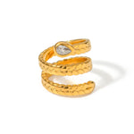 Load image into Gallery viewer, Triple Wrap Diamond Eye Leaf Textured Ring
