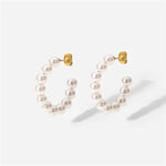 Load image into Gallery viewer, Elegant C Hoop Pearl Earrings
