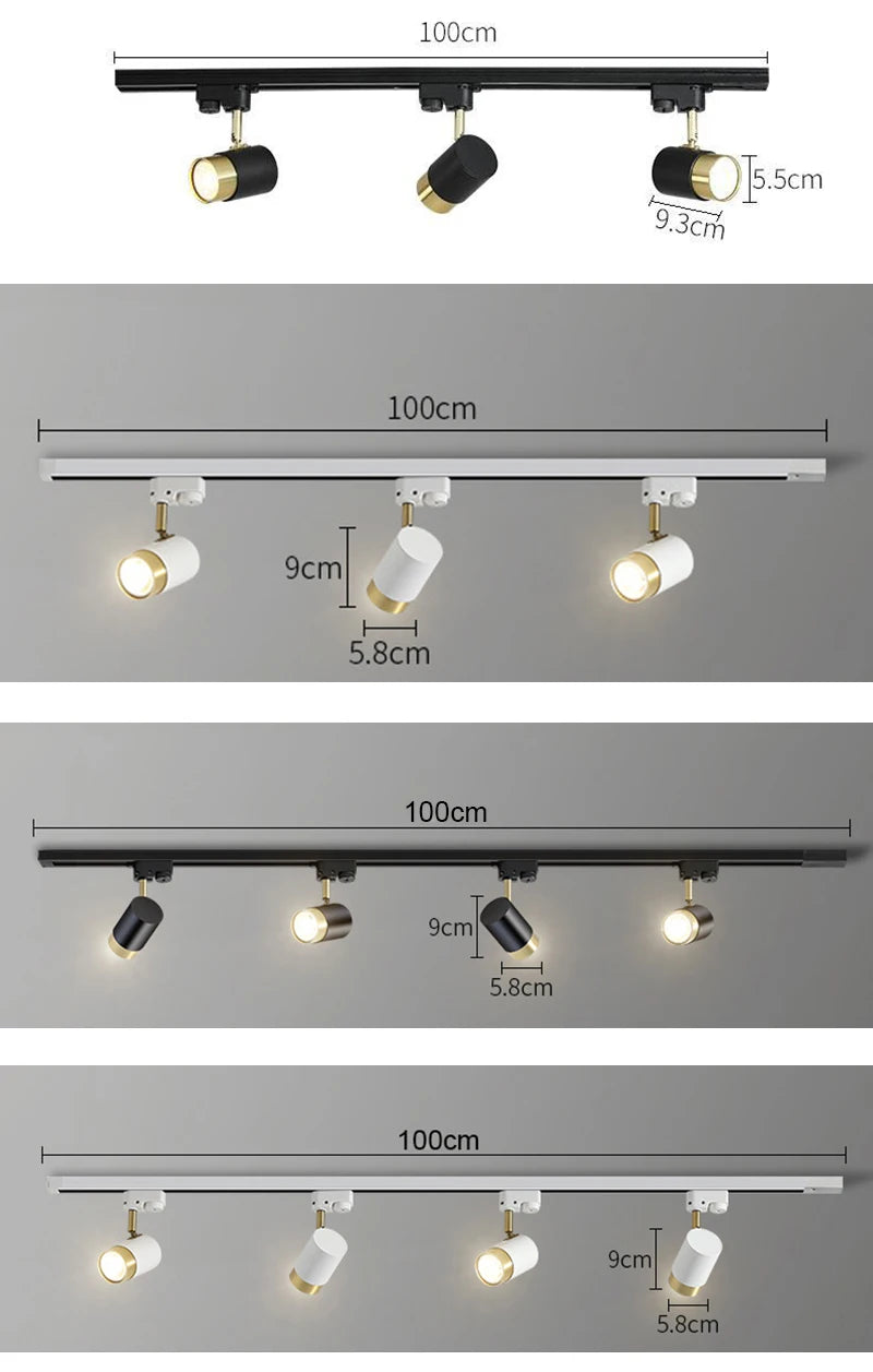 Multi-Angle Adjustable Flush-Mount Spotlight Track Lighting Fixture