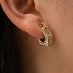 Load image into Gallery viewer, 18k Geometric Diamond Accented Earrings
