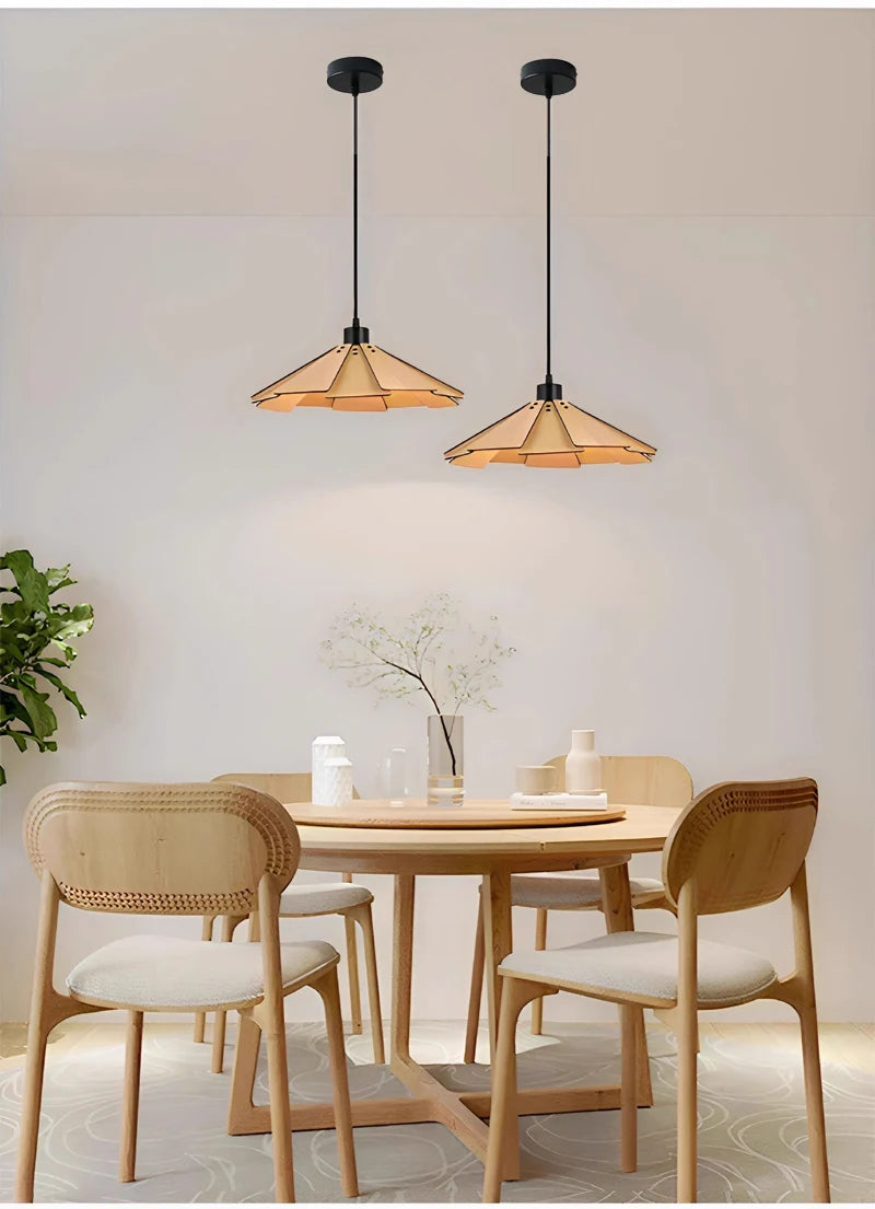 Wabi-Sabi Style Wood Pendant Light Fixture