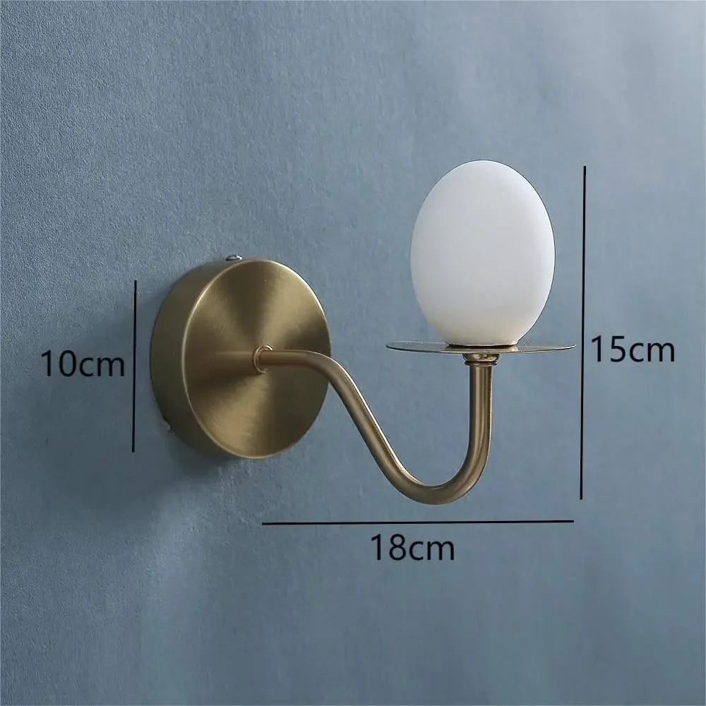 Iron Frame Egg Glass Ball Indoor Wall Lamp in Gold or Black