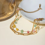 Load image into Gallery viewer, 18k Stacked Curb, Paperclip, &amp; Crystal Bracelet
