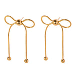 Load image into Gallery viewer, 18k Dainty Feminine Chain Bow Earrings
