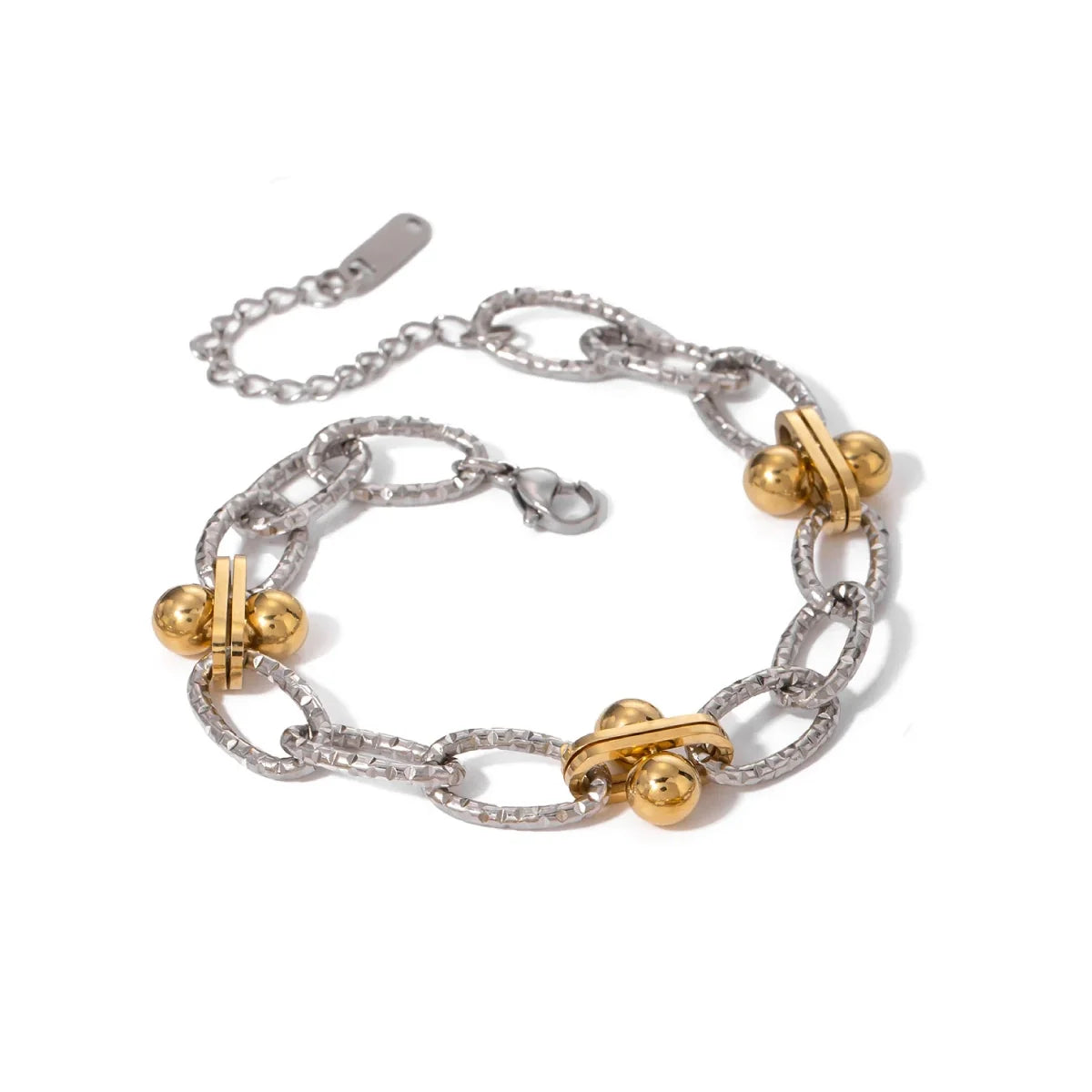 Classy two tone textured silver bracelet
