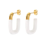 Load image into Gallery viewer, Modern Gold Tips Geometric White Earrings
