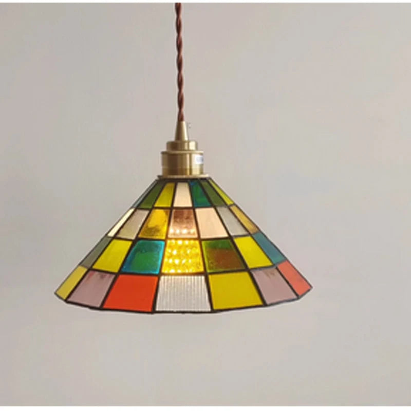 Vintage Rural Colored Glass Lamp Pendant Light Fixture