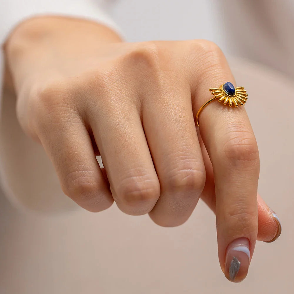 Dainty lapis sun shine ring