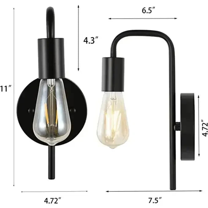 Simple Nordic Energy Effecient Black & Gold Iron Wall Light