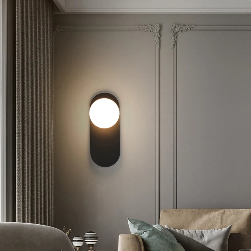 Modern Glass Ball Bedside Indoor LED Wall Lamp