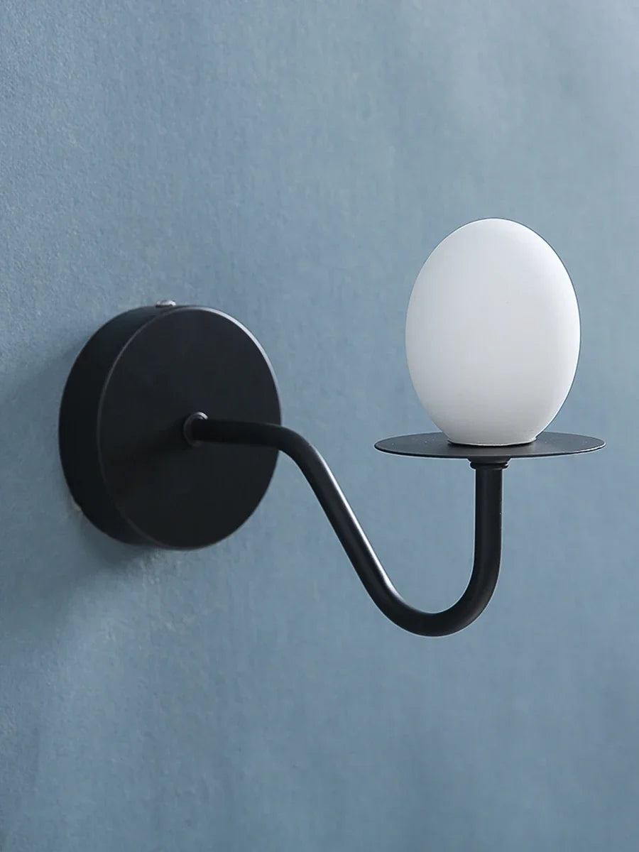 Iron Frame Egg Glass Ball Indoor Wall Lamp in Gold or Black