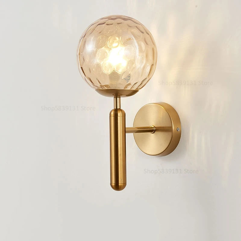 Metal Glass Ball Wall Lamp Light Fixture