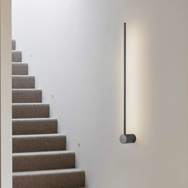 Sleek Black Wall Light with Touch Switch &amp; 360° Rotating Design