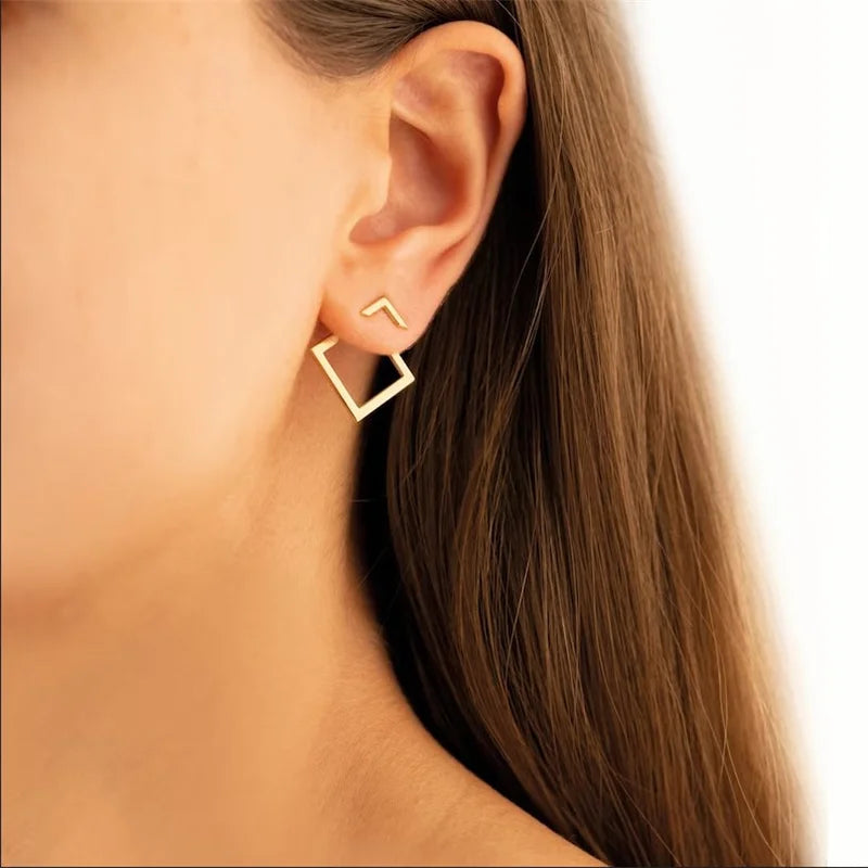 Connecting Rhombus Minimalist Geometric Earrings