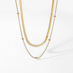Load image into Gallery viewer, 14k Herringbone &amp; Satellite Chain Necklace Stack
