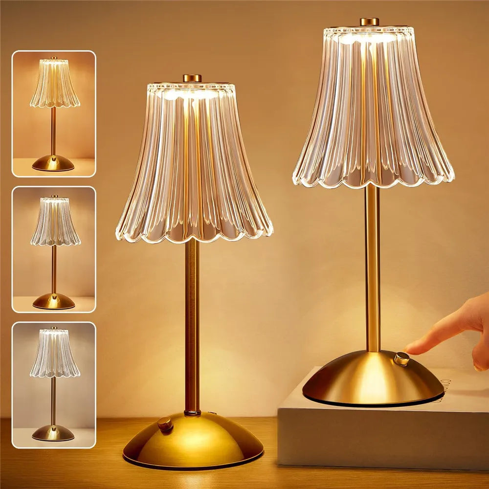 Rechargeable Dimmable Crystal Table Lamp &amp; Night Light