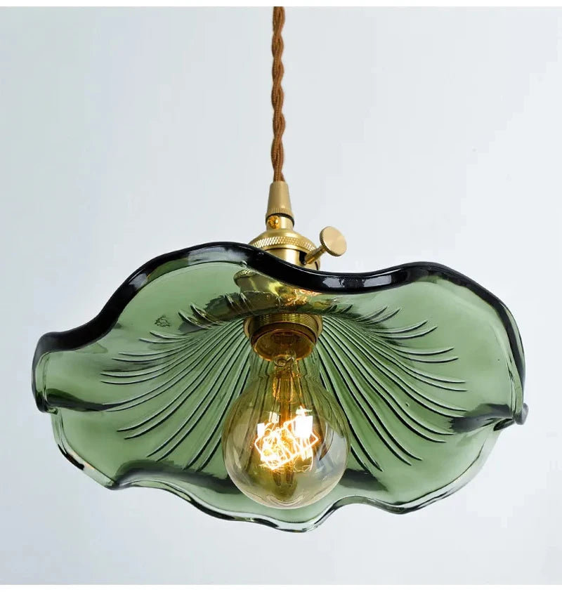 Colorful Glass & Copper Pendant Light Fixture