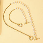 Load image into Gallery viewer, Chain &amp; Pearl Circle Clasp Bracelet and Necklace Set
