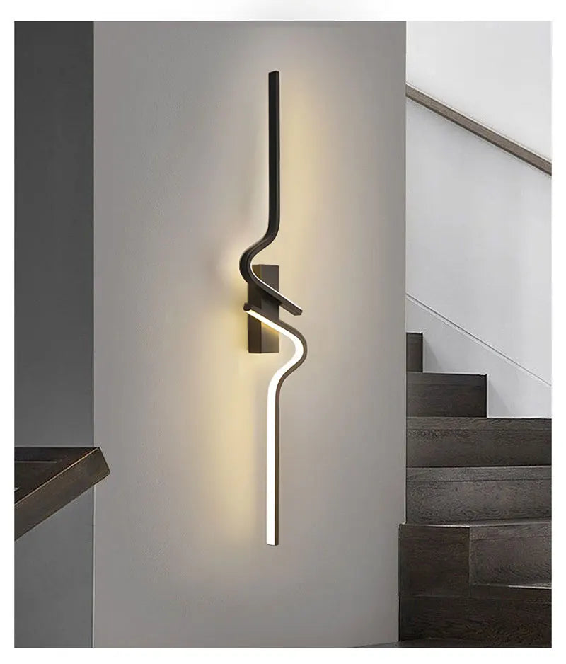 Black Modern Wave Design Indoor Wall Light