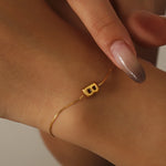 Load image into Gallery viewer, Dainty Bubble Letter Initial Bracelet
