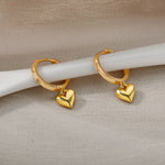 Load image into Gallery viewer, Dainty Heart Dangle Huggie Hoop Earrings
